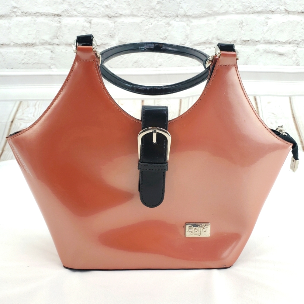 Beijo Taupe Orange PU Leather Shoulder Bag